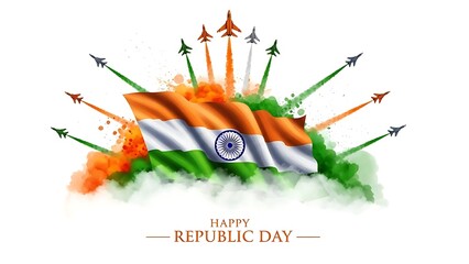 Republic day india celebrations with national flag and arrows