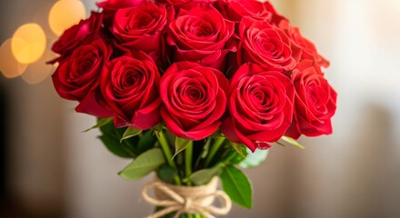 Obraz premium Romantic Bouquet of Red Roses, Valentines Day Gift, Love and Affection