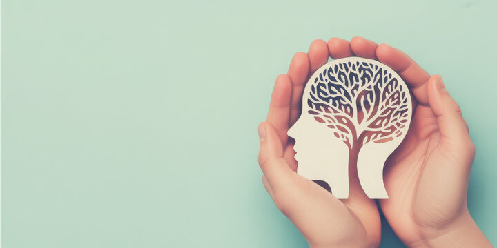 Mind, colorful tree growing, mental health, positive attitude and inspiration, creative thinking brain, personal development, self esteem and healing 
