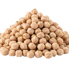 Obraz premium Pile of Raw Dry Chickpeas Isolated on White Background. Heap of Uncooked Garbanzo Beans.