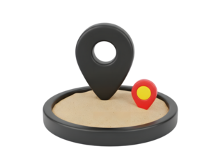 Black and Red 3D Map Location Pins Isolated on White Background. Navigation GPS Pointer Concept.