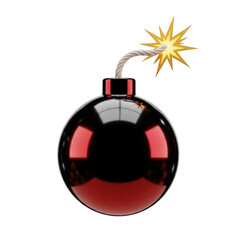 3d rendered explosive device with a burning fuse isolated on transparent background