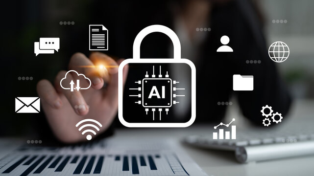 Explore the intersection of artificial intelligence and security, showcasing a digital padlock and various icons that symbolize data protection and technology safety in modern environments. Gantry - Powered by Adobe