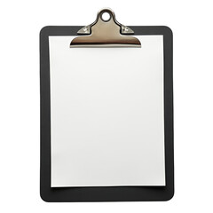 Blank clipboard with metal clip isolated on transparent background