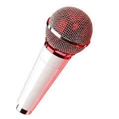 3d rendered red microphone on white background isolated on transparent background