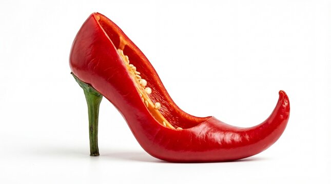 Red chili pepper shaped like a high heel shoe fashion