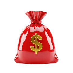 3d rendered red money bag with dollar sign isolated on transparent background