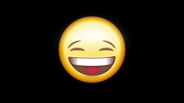 Lol Laughing At Loud Emoji Icon On Black Background
Animated Emoji smiley lol icon on black background with alpha channel