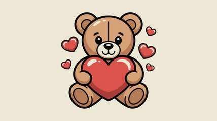 Teddy bear holding heart Vector