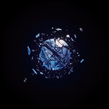 Abstract visualization of rupture and incompleteness, featuring broken geometric patterns floating in a deep void, signifying data loss and system failure ,background ,separation ,concept