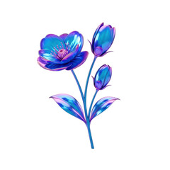 3d rendered vibrant blue flowers isolated on transparent background