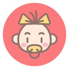 Baby girl head circle icon