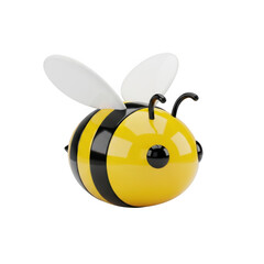 3d rendered cartoon bee figurine isolated on transparent background