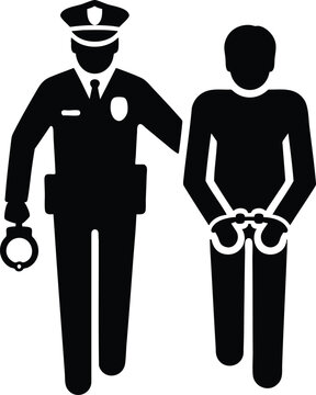 Police officer escorting a handcuffed suspect flat vector illustration representing law enforcement and justice isolated on white isolated on white background