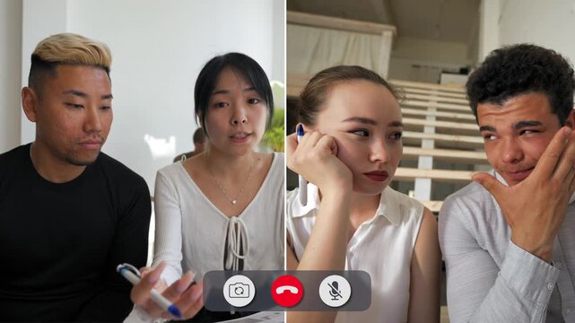 Students focus intently while interacting with their teachers in a lively online class setting. The bright environment enhances their learning experience.
