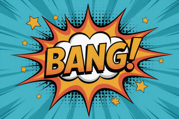 The word "bang" drawn in pop art style. words of surprise. illustration  
