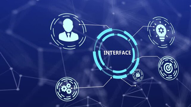 Digital User Interface Concept Animation with Technology Dashboard and HUD Elements