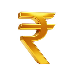 3d rendered indian rupee symbol isolated on transparent background