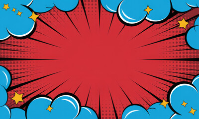 Comic cartoon pop art background with cloud 

