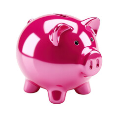 3d rendered shiny pink piggy bank isolated on transparent background