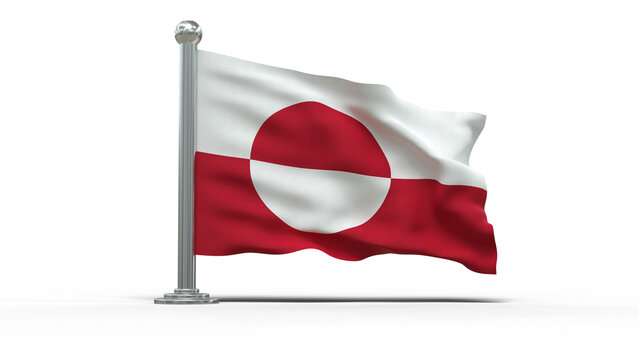 mini drapeau du Groenland sur pied, pos&eacute; sur un fond transparent - rendu 3D