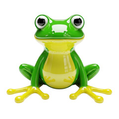 3d rendered whimsical frog figurine isolated on transparent background