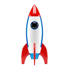 3d rendered red and white rocket isolated on transparent background
