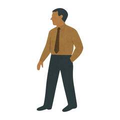Obraz premium PNG Vintage paper cutout businessman illustration.