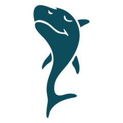 Naklejka premium Shark jumping happy detailed silhouette