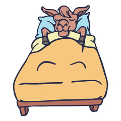 Obraz premium Llama sleeping bed flat stroke