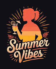 Summer Vibes Typography Retro Vector T-shirt Design