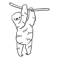 Obraz premium Sloth branch tree claw doodle animal