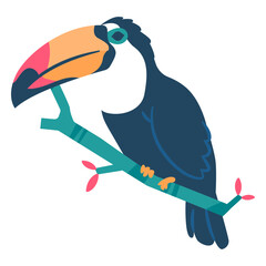 Fototapeta premium Toucan beak branch flat