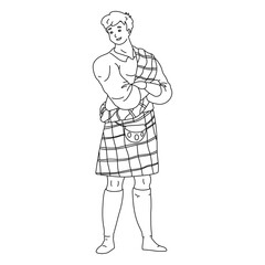 Obraz premium Boy kilt sporran scottish stroke
