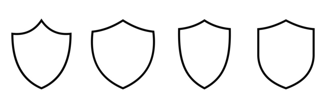 Shield Icon Vector Set &ndash; Vintage Protection and Security Badges in Line and Flat Style, 
Isolated