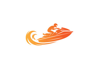 Obraz premium Jets ski Water sport logo, Dynamic Jet Ski Rider Logo vector design