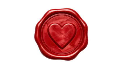 Red Heart Seal Wax Stamp on Transparent Background PNG
