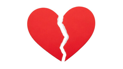Broken Red Heart on Transparent Background, PNG Image