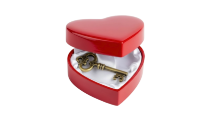 Key Inside Heart Shaped Box on a Transparent PNG Image