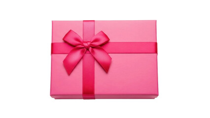 Fototapeta premium Pink Gift Box with Ribbon and Bow on Transparent PNG