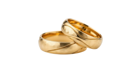 Golden Wedding Rings Isolated on Transparent Background PNG