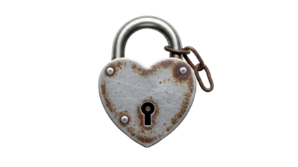 Rusty Heart-Shaped Padlock on a Transparent PNG Image