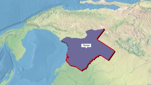 A video showcasing the geographical location of Texas in the United States