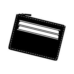 Black zip wallet with credit cards without background. © KRvisualPRO