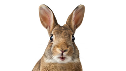 Obraz premium Rabbit Head Front View on Transparent Background PNG Image