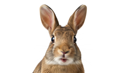 Rabbit Head Front View on Transparent Background PNG Image