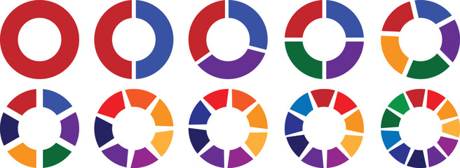 A series of colorful pie charts in a circular segmented format