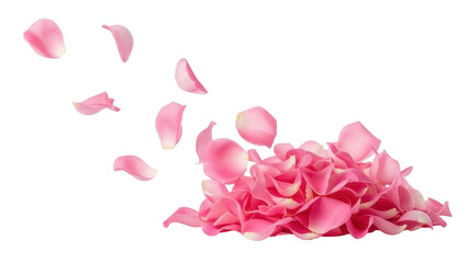 Fototapeta premium Pile of Pink Rose Petals on a Transparent PNG Image
