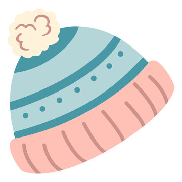 Winter hat ponpon flat