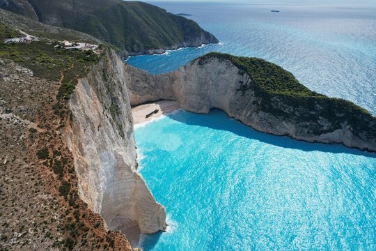 Luftaufnahme Der Navagio Strandklippen In Griechenland